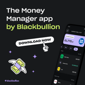Text: The Money Manager app by Blackbullion