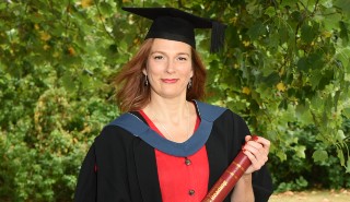 Charlotte Arrowsmith after receiving her honorary degree from the University of Reading