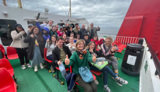 Amanda Clarke with students