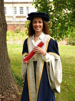 Kat Norton, Development Manager Director at Savills, after accepting Savills' induction into the University's College of Benefactors at Summer Graduation 2023