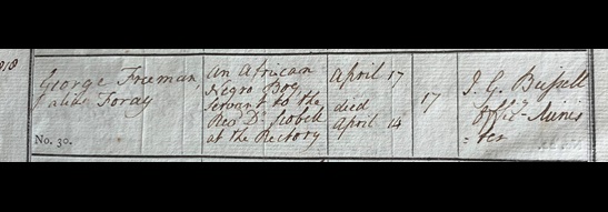 An historical entry into a death register