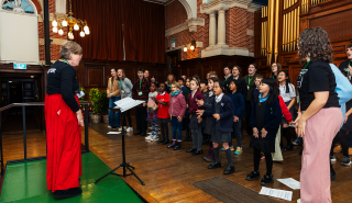 Children singing at Climate Ambassadors event