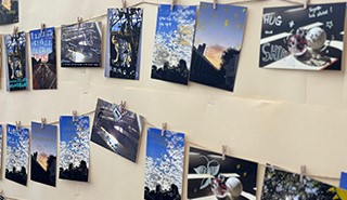 Photos of soothing pictures on a wall