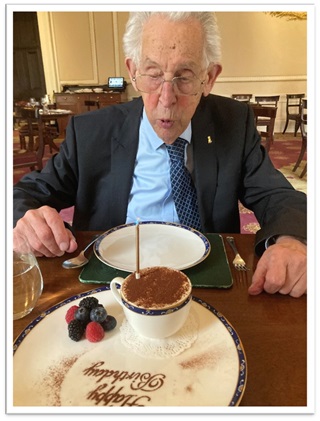 Monty celebrating his 97th birthday in February 2026 (photo credit : Daphna Skotnicki)