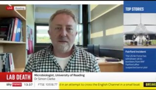 Dr Simon Clarke being interviewed on TV