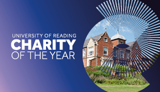 Logo featuring image of Old Whiteknights House. Accompanying text: University of Reading Charity of the Year