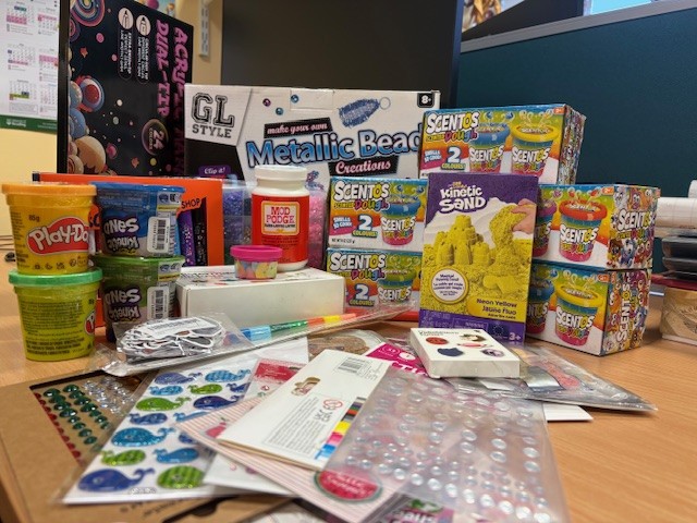 Donated arts and craft supplies