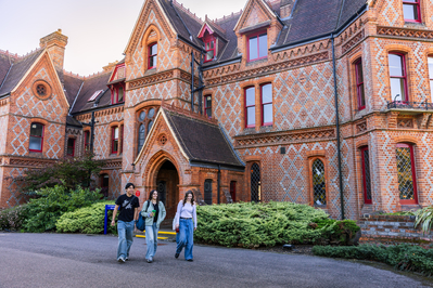 Students walking outside Foxhill House